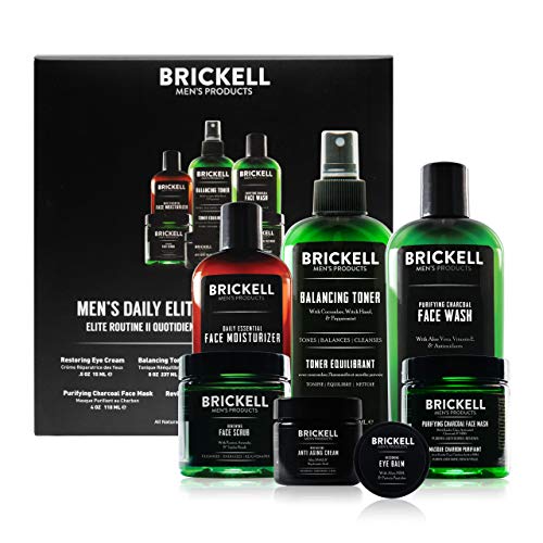 Brickell Mens Daily Elite Face Care Routine II, Toner, Charcoal ...
