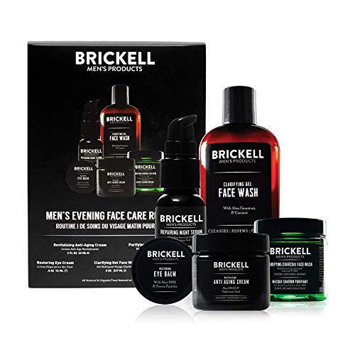 Brickell Mens Evening Face Care Routine I, Clarifying Gel Face W...