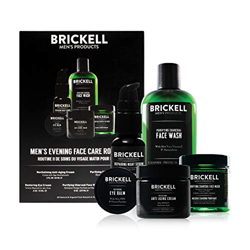 Brickell Mens Evening Face Care Routine II, Purifying Charcoal F...