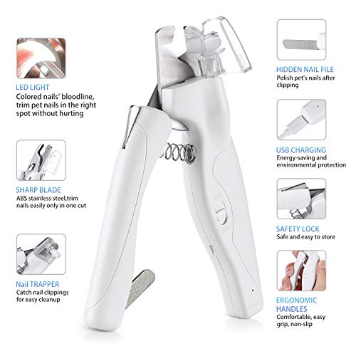 BRITUDE Pet Nail Clipper and Trimmer with Rechargeable LED Light ...