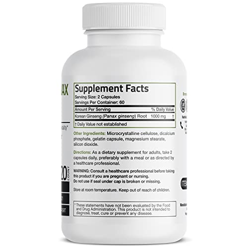 Bronson Korean Panax Ginseng 1000 mg Supports Energy, Endurance &...