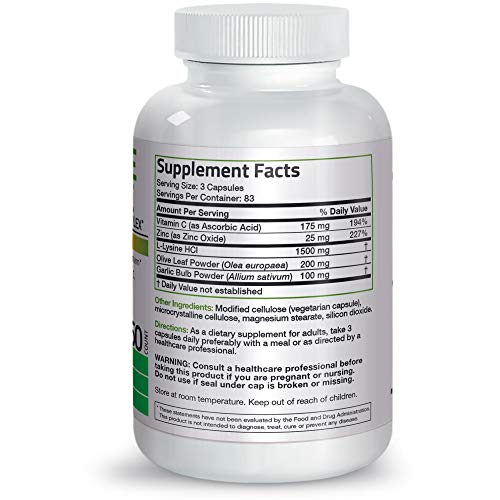 Bronson L-Lysine Defense Immune Support Complex 1500 MG L-Lysine ...