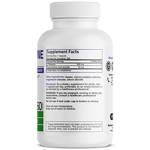 Bronson L-Theanine 200mg Double-Strength with Passion Flower He...