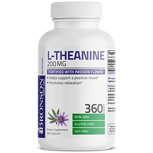Bronson L-Theanine 200mg Double-Strength with Passion Flower He...