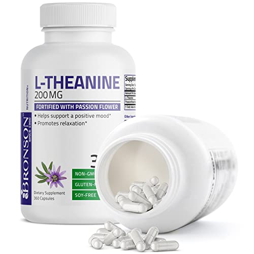 Bronson L-Theanine 200mg Double-Strength with Passion Flower He...