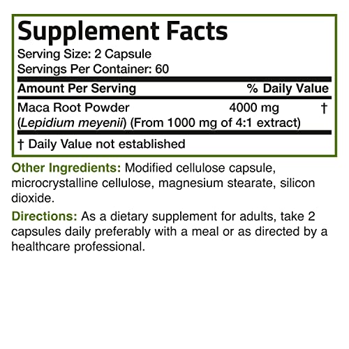 Bronson Maca Root Extra Strength 4000 MG per Serving, Lepidium Me...