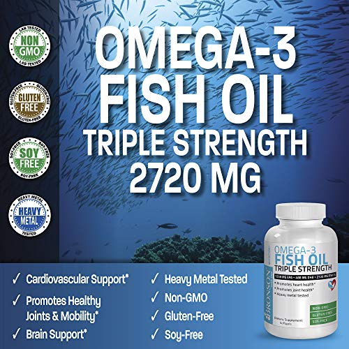 Bronson Omega 3 Fish Oil Triple Strength 2720 mg, High EPA 1250 m...