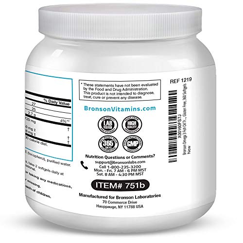 Bronson Omega 3 Fish Oil Triple Strength 2720 mg, High EPA 1250 m...