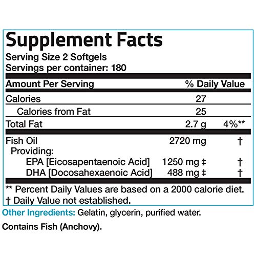 Bronson Omega 3 Fish Oil Triple Strength 2720 mg, High EPA 1250 m...
