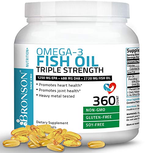 Bronson Omega 3 Fish Oil Triple Strength 2720 mg, High EPA 1250 m...