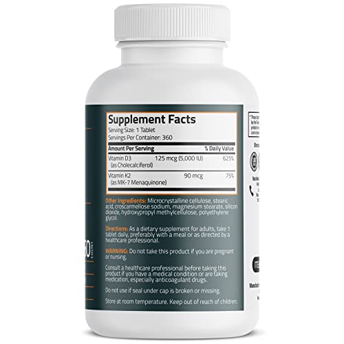 Bronson Vitamin K2 D3 MK7 Supplement Non-GMO Formula 5000IU 12...