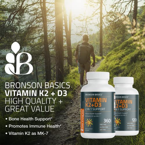 Bronson Vitamin K2 D3 MK7 Supplement Non-GMO Formula 5000IU 12...