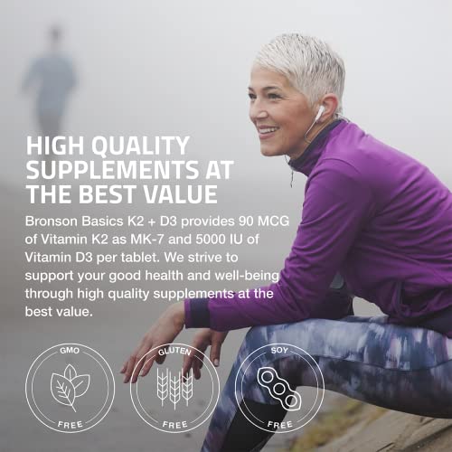 Bronson Vitamin K2 D3 MK7 Supplement Non-GMO Formula 5000IU 12...