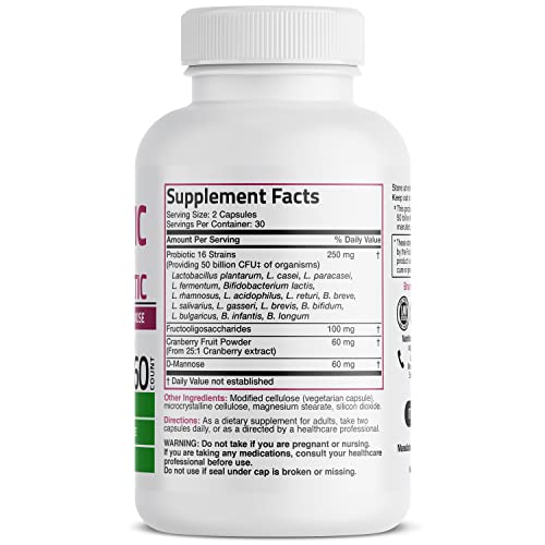 Bronson Womens Probiotic 50 Billion CFU + Prebiotic with Cranber...