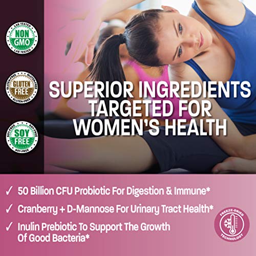 Bronson Womens Probiotic 50 Billion CFU + Prebiotic with Cranber...
