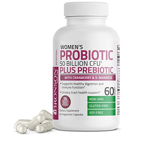 Bronson Womens Probiotic 50 Billion CFU + Prebiotic with Cranber...