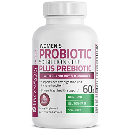 Bronson Womens Probiotic 50 Billion CFU + Prebiotic with Cranber...