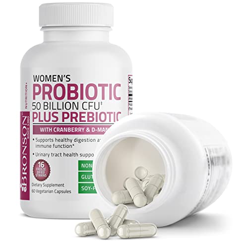 Bronson Womens Probiotic 50 Billion CFU + Prebiotic with Cranber...