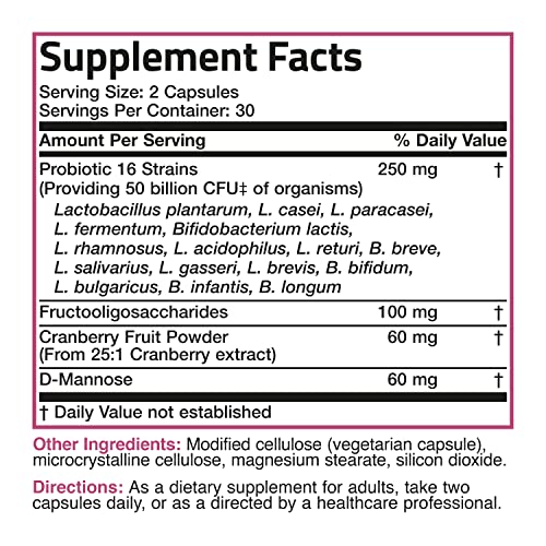 Bronson Womens Probiotic 50 Billion CFU + Prebiotic with Cranber...