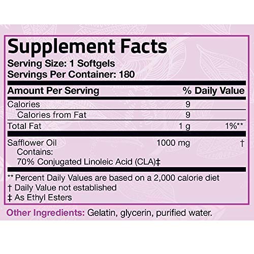 CLA for Women 1000 mg High Potency, Non-GMO Conjugated Linoleic A...