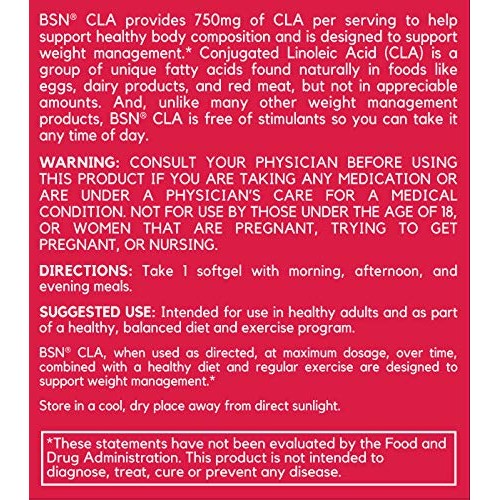 BSN CLA 750mg, Weight Management Support, 180 Count Softgels