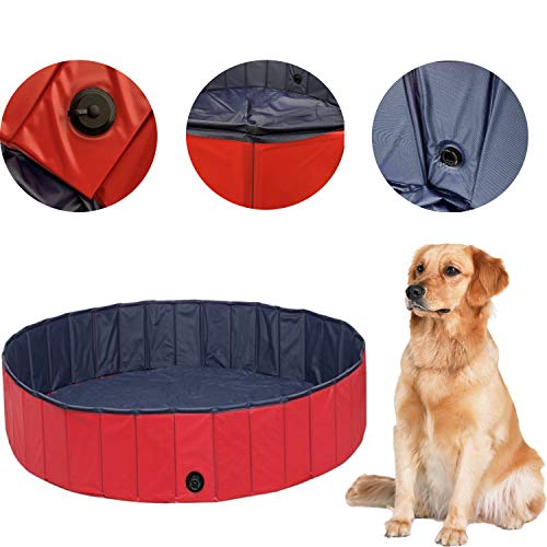 bubblestar 2PCS Foldable Dog Swimming Pool with Pets Towel,no Sli...