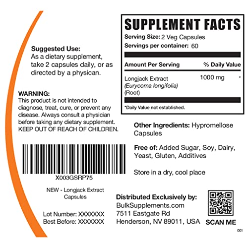 BULKSUPPLEMENTS.COM Longjack Extract Capsules - Tongkat Ali Suppl...