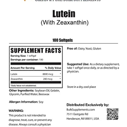 BULKSUPPLEMENTS.COM Lutein with Zeaxanthin Softgels - Lutein & Ze...