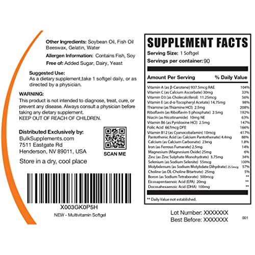 BULKSUPPLEMENTS.COM Multivitamin Softgels - Vitamin A, C, D, E, B...