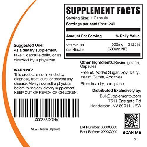 BULKSUPPLEMENTS.COM Niacin Capsules with Flushing - Vitamin B3 Su...