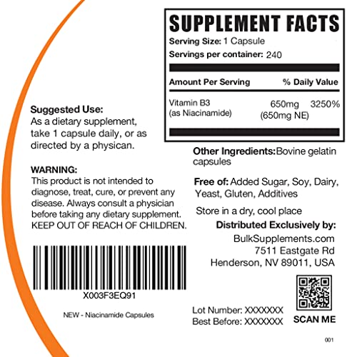 BULKSUPPLEMENTS.COM Niacinamide Capsules - Vitamin B3 Supplement,...