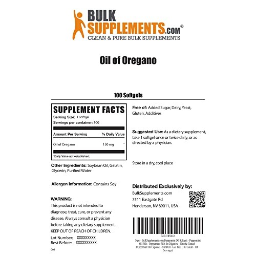 BulkSupplements.com Oil of Oregano Softgels - 150 mg - Oregano Es...