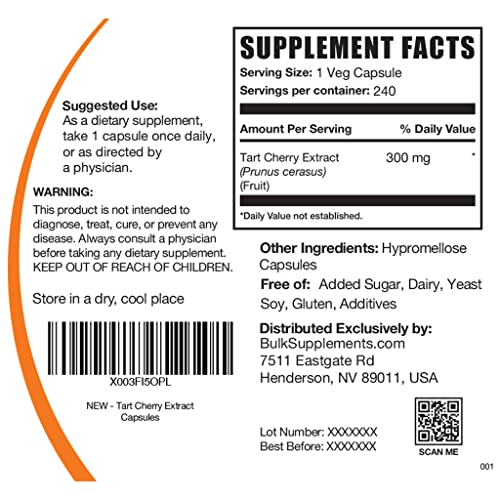 BULKSUPPLEMENTS.COM Tart Cherry Extract Capsules - Herbal Supplem...