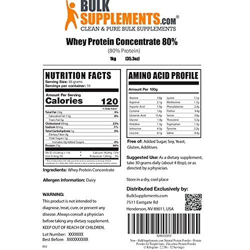 BULKSUPPLEMENTS.COM Whey Protein Concentrate Powder Whey Protein...
