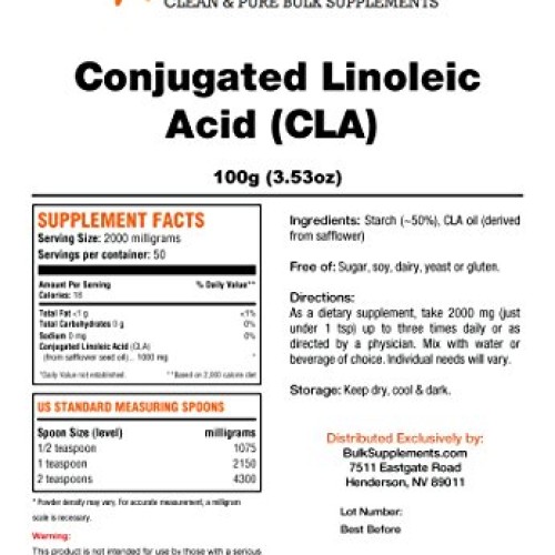 Bulksupplements CLA Conjugated Linoleic Acid Powder 250 grams