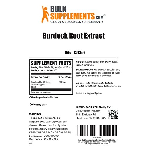 BulkSupplements.com Burdock Root Extract Powder - Herbal Suppleme...