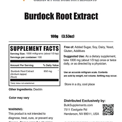 BulkSupplements.com Burdock Root Extract Powder - Herbal Suppleme...