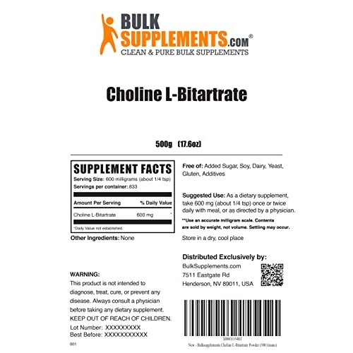 BulkSupplements.com Choline L-Bitartrate Powder - Choline Supplem...