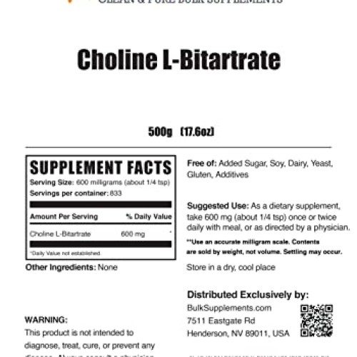 BulkSupplements.com Choline L-Bitartrate Powder - Choline Supplem...