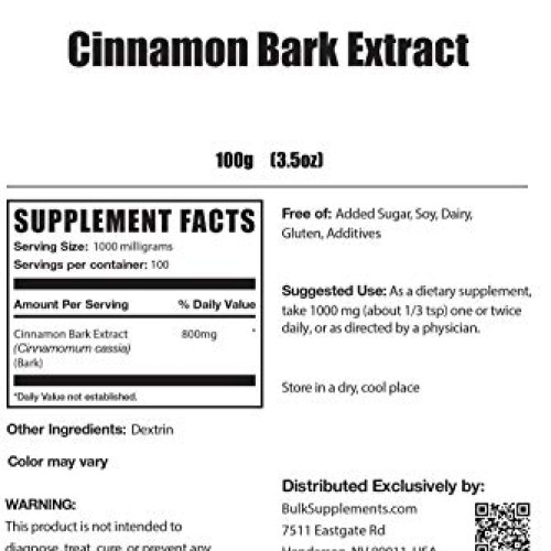 BulkSupplements.com Cinnamon Bark Extract Powder - Blood Sugar Su...