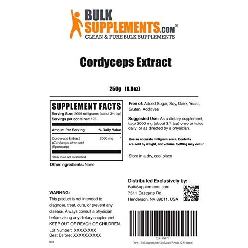 BulkSupplements.com Cordyceps Mushroom Extract Powder - Cordyceps...