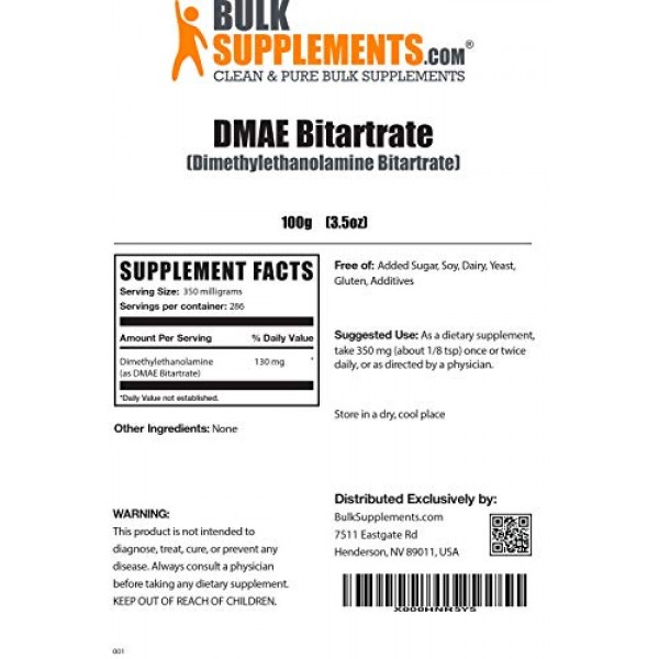 BulkSupplements.com DMAE-Bitartrate Powder - Brain Support Supple...