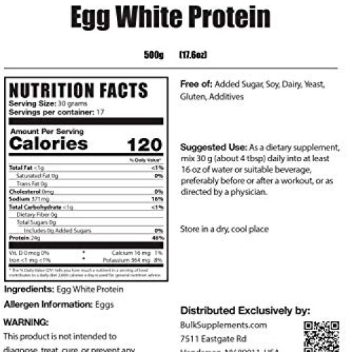 BulkSupplements.com Egg White Protein Powder - Unflavored Powdere...