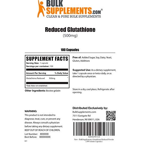 BulkSupplements.com Glutathione Reduced Capsules - Liver Support ...