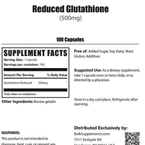 BulkSupplements.com Glutathione Reduced Capsules - Liver Support ...