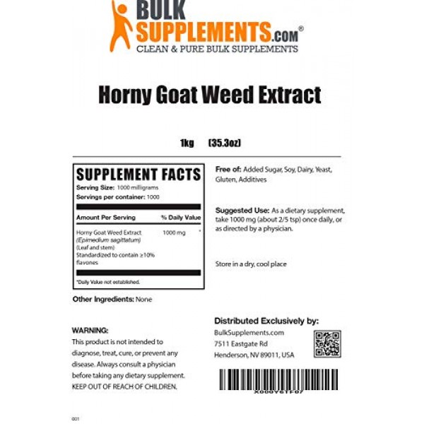 BulkSupplements.com Horny Goat Weed Powder - Male Libido Support ...