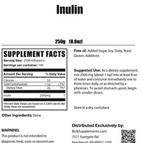 BulkSupplements.com Inulin FOS Powder Fiber Supplement - Prebio...