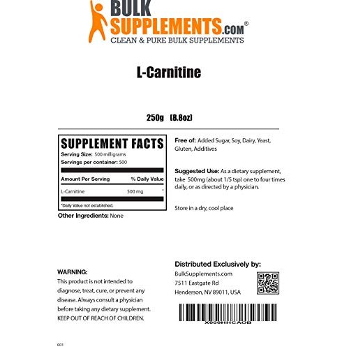 BulkSupplements.com L-Carnitine Powder - Fat Burner for Men - Fat...