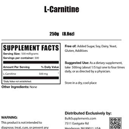 BulkSupplements.com L-Carnitine Powder - Fat Burner for Men - Fat...