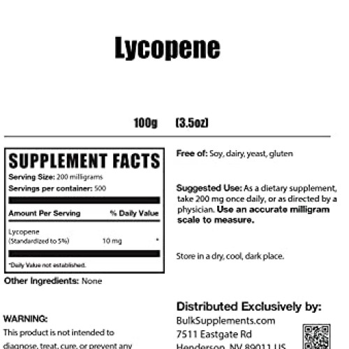BulkSupplements.com Lycopene Powder - Antioxidants Supplement - N...